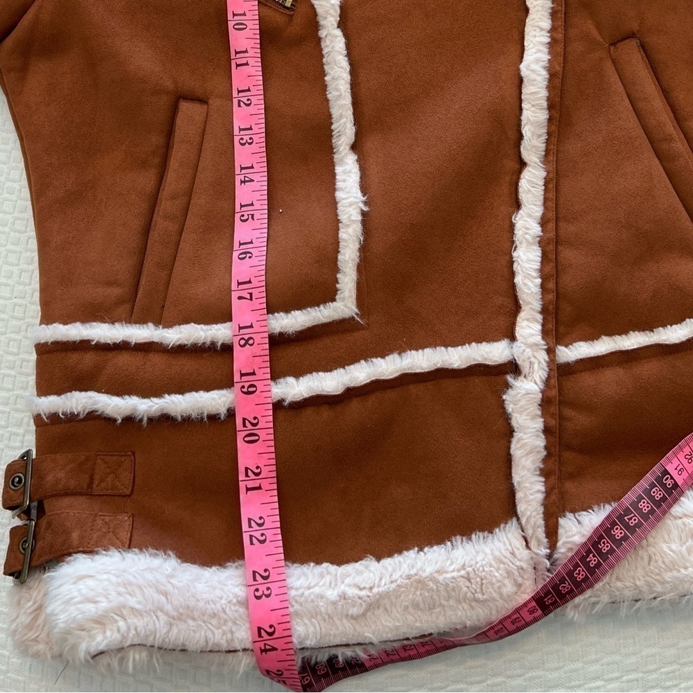 Halogen Tan Faux Shearling Moto Jacket - Picture 15 of 16
